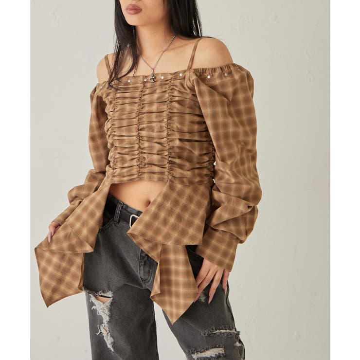 BRN | 【WHO'S WHO gallery】イレヘムギャザーオフショルブラウス | PAL GROUP OUTLET