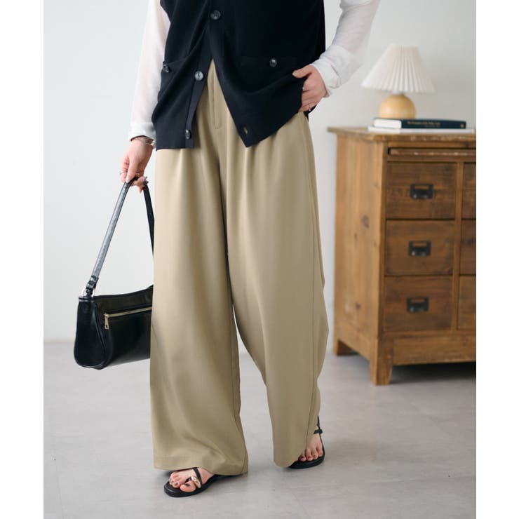 【Discoat】サイドベルト付きワイドパンツ | PAL GROUP OUTLET | 詳細画像1 