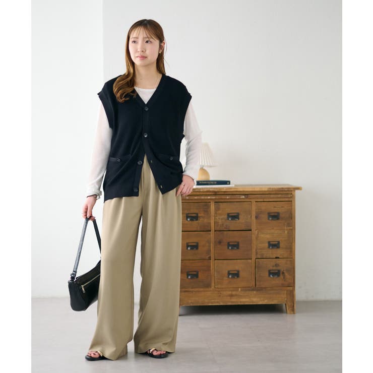 【Discoat】サイドベルト付きワイドパンツ | PAL GROUP OUTLET | 詳細画像5 