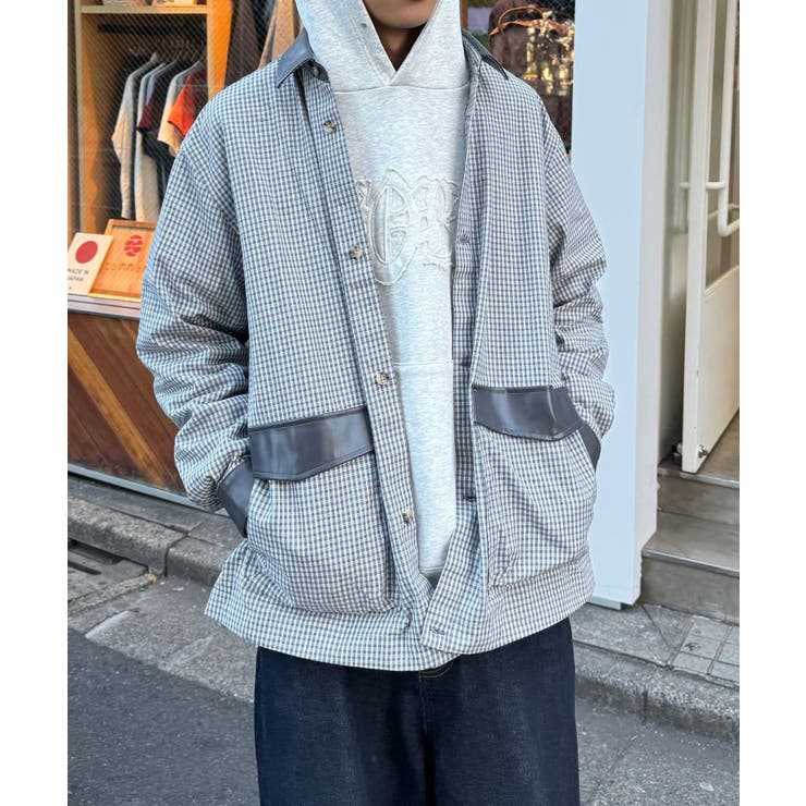 GRY | 【Ciaopanic】レザー襟切替シャツジャケット | PAL GROUP OUTLET