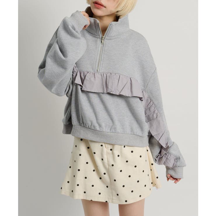 【w closet】ハーフジップフリルスウェット | PAL GROUP OUTLET | 詳細画像1 