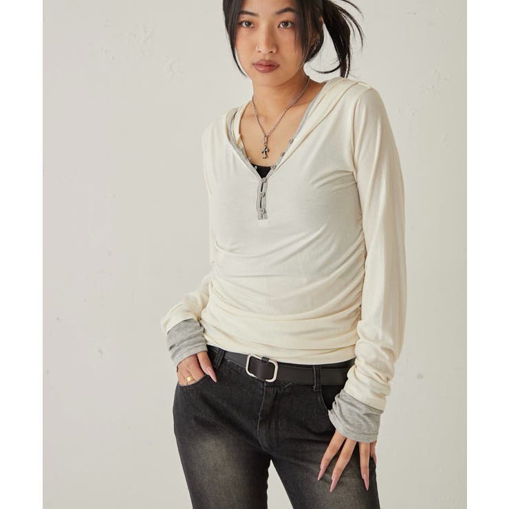 【WHO'S WHO gallery】バイカラーヘンリーフーディ | PAL GROUP OUTLET | 詳細画像5 
