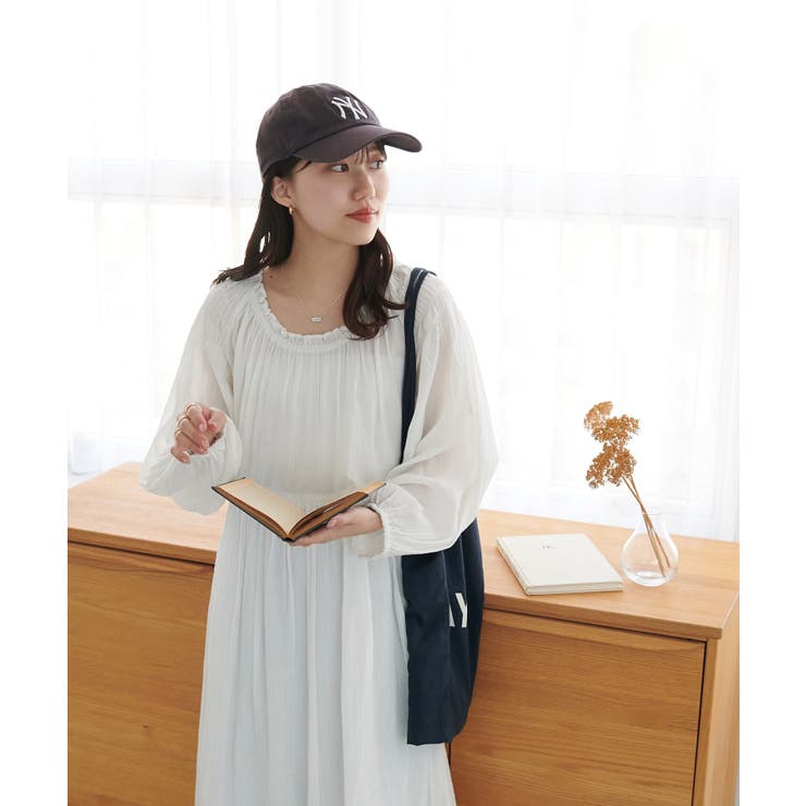 【Discoat】【India】コットンクレープ肩シャーリングワンピース | PAL GROUP OUTLET | 詳細画像8 