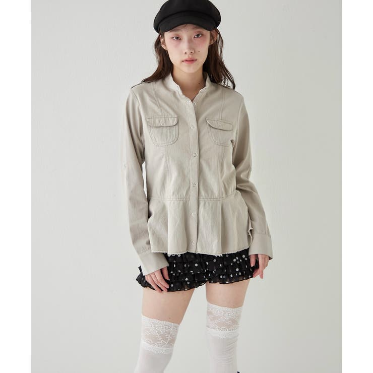 【WHO'S WHO gallery】ミリタリーペプラムブラウス | PAL GROUP OUTLET | 詳細画像1 