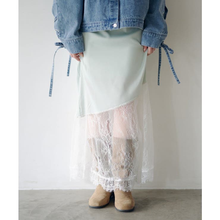 MINT | 【Kastane】サテンレースアシメスカート | PAL GROUP OUTLET