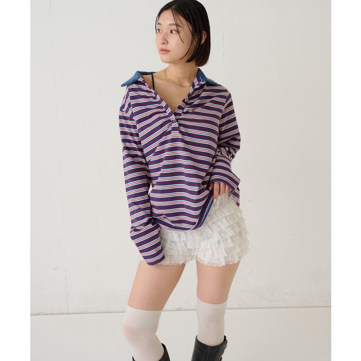 【WHO'S WHO gallery】マルチボーダーギャザーポロ | PAL GROUP OUTLET | 詳細画像10 