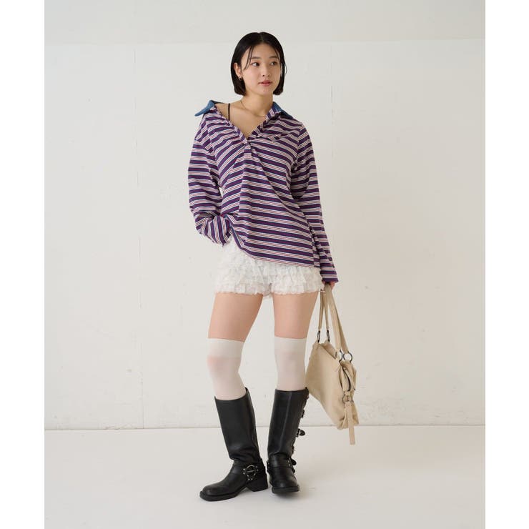 【WHO'S WHO gallery】マルチボーダーギャザーポロ | PAL GROUP OUTLET | 詳細画像13 