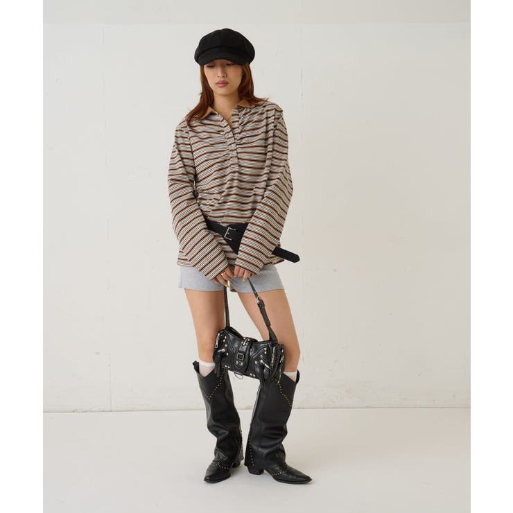 【WHO'S WHO gallery】マルチボーダーギャザーポロ | PAL GROUP OUTLET | 詳細画像5 