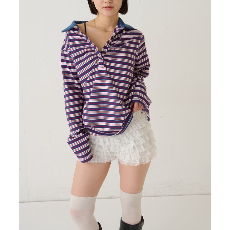 NVY | 【WHO'S WHO gallery】マルチボーダーギャザーポロ | PAL GROUP OUTLET
