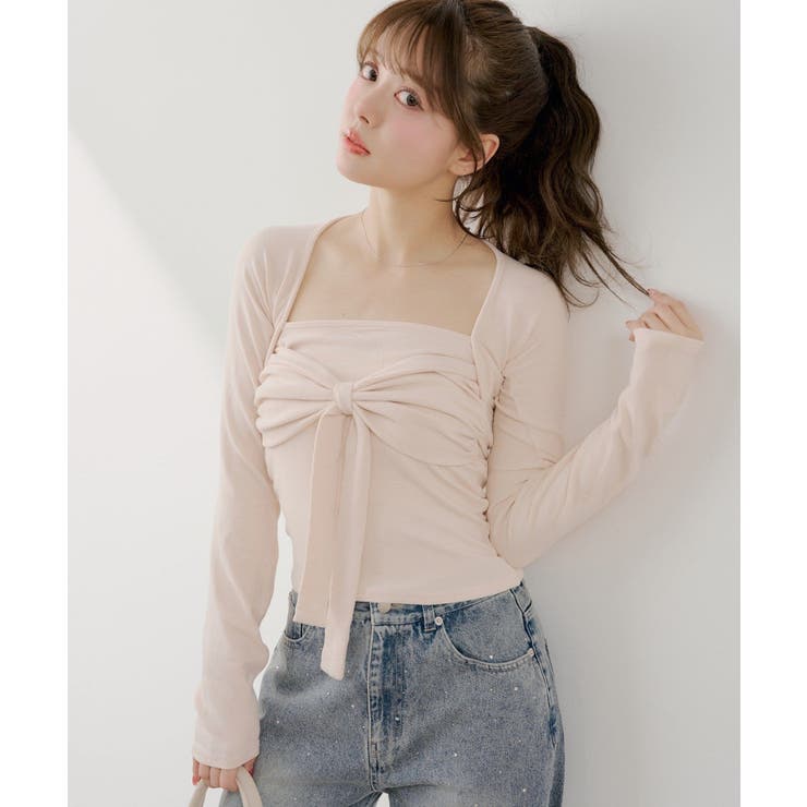 PNK | 【Chico】ボレロ風リボントップス | PAL GROUP OUTLET