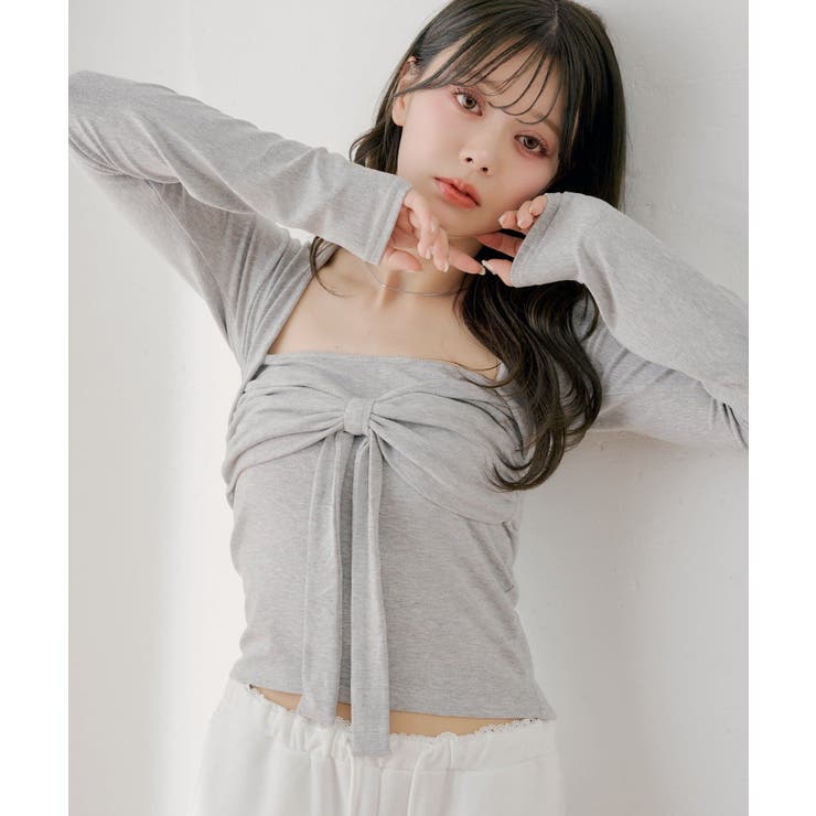 GRY | 【Chico】ボレロ風リボントップス | PAL GROUP OUTLET