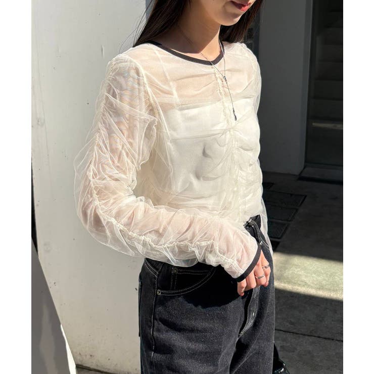 【CAPRICIEUX LE'MAGE】チュールギャザーブラウス | PAL GROUP OUTLET | 詳細画像4 