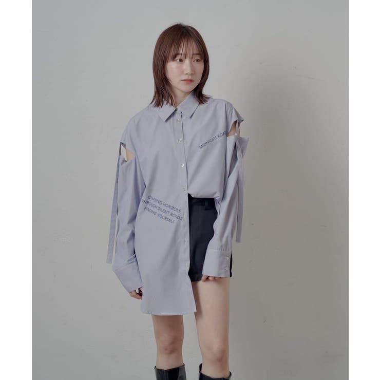 NVY | 【mline】肩あき刺繍ビッグシャツ | PAL GROUP OUTLET