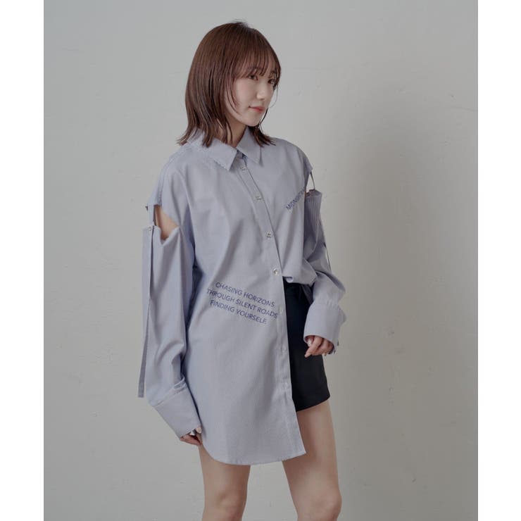 【mline】肩あき刺繍ビッグシャツ | PAL GROUP OUTLET | 詳細画像4 
