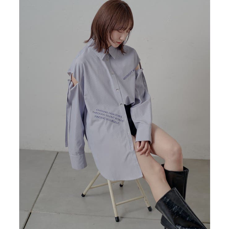 【mline】肩あき刺繍ビッグシャツ | PAL GROUP OUTLET | 詳細画像6 