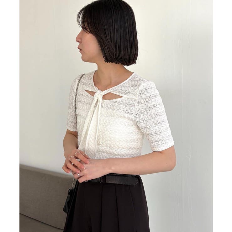 【CAPRICIEUX LE'MAGE】レースノット5分袖トップス | PAL GROUP OUTLET | 詳細画像2 