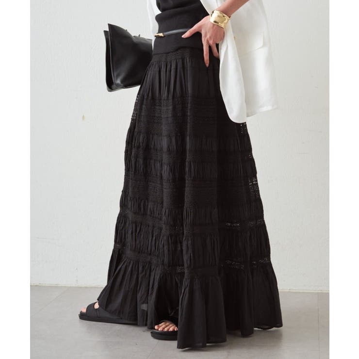 【Loungedress】【INDIA】ギャザーティアードレースSK | PAL GROUP OUTLET | 詳細画像7 