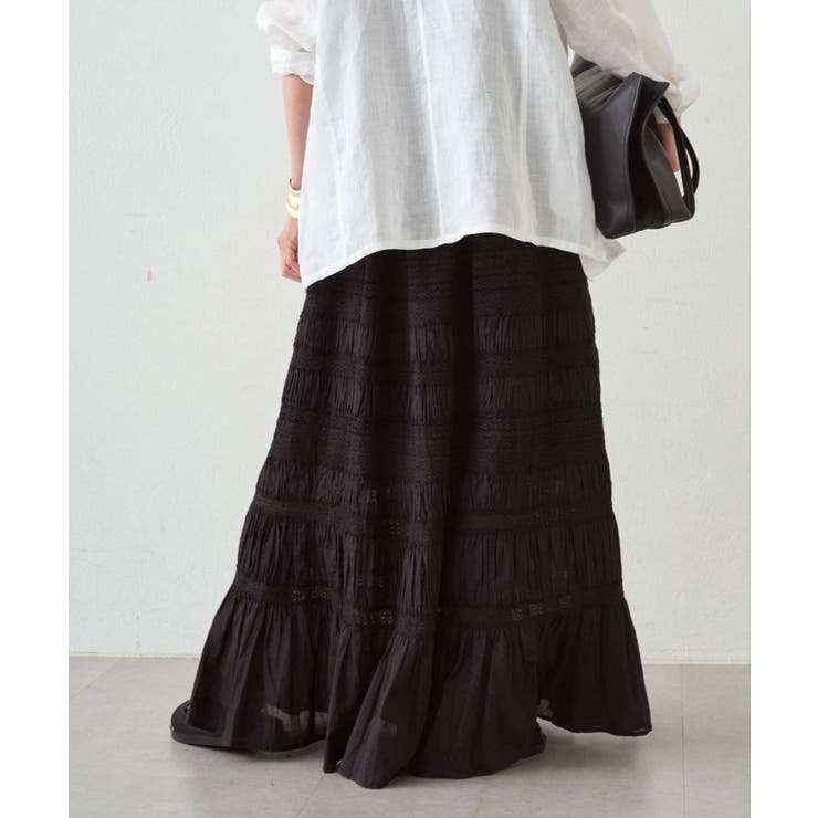 【Loungedress】【INDIA】ギャザーティアードレースSK | PAL GROUP OUTLET | 詳細画像8 