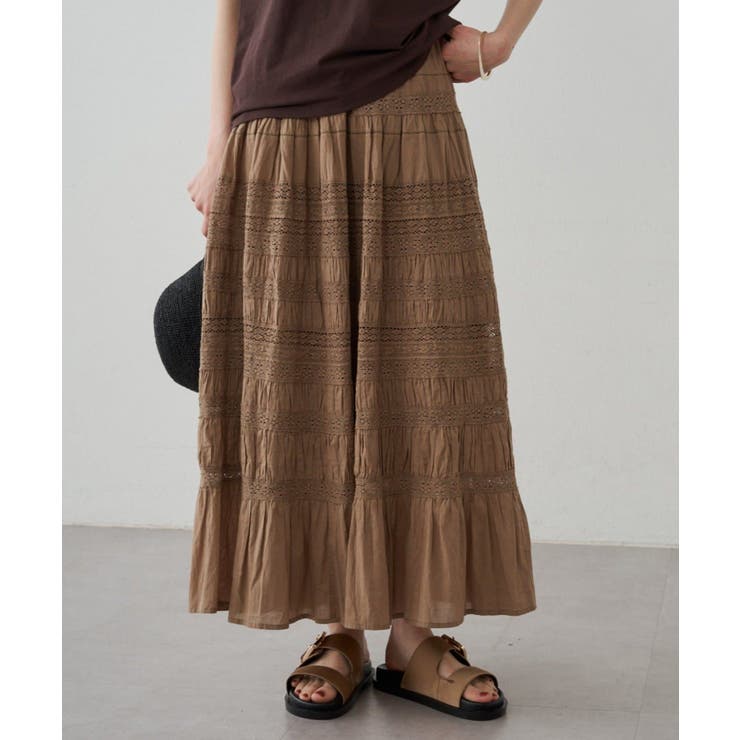 BE | 【Loungedress】【INDIA】ギャザーティアードレースSK | PAL GROUP OUTLET