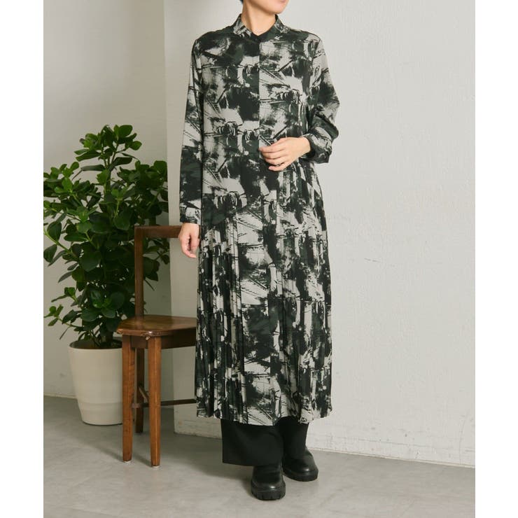 LGY/柄 | 【ear PAPILLONNER】長袖斜めプリーツワンピース【SUM0 STYL… | PAL GROUP OUTLET