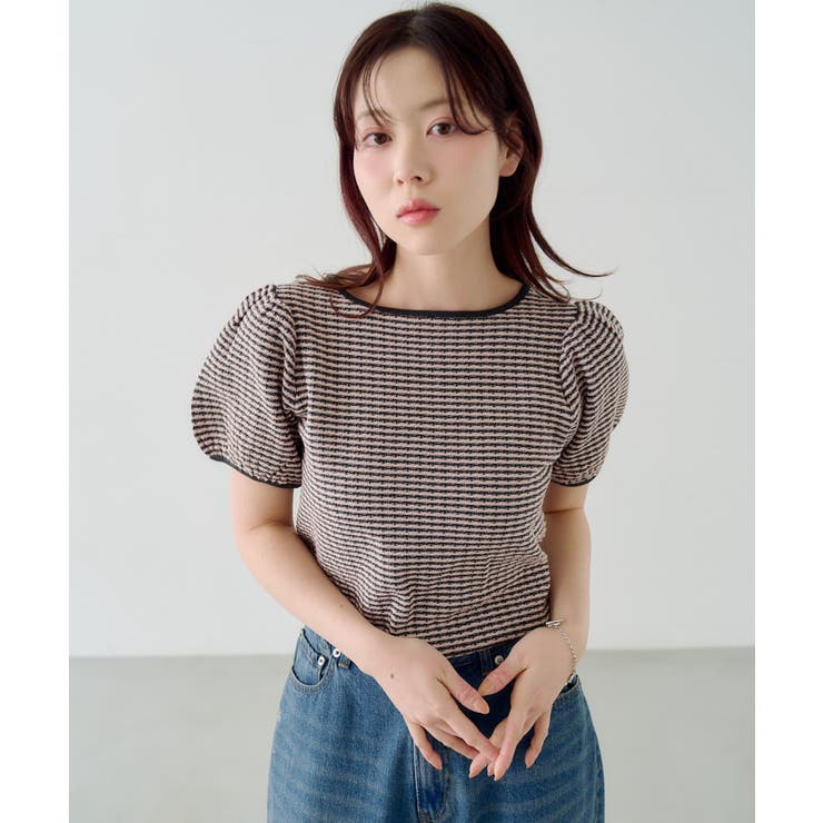 【Kastane】ボーダーパフ半袖ニット | PAL GROUP OUTLET | 詳細画像10 