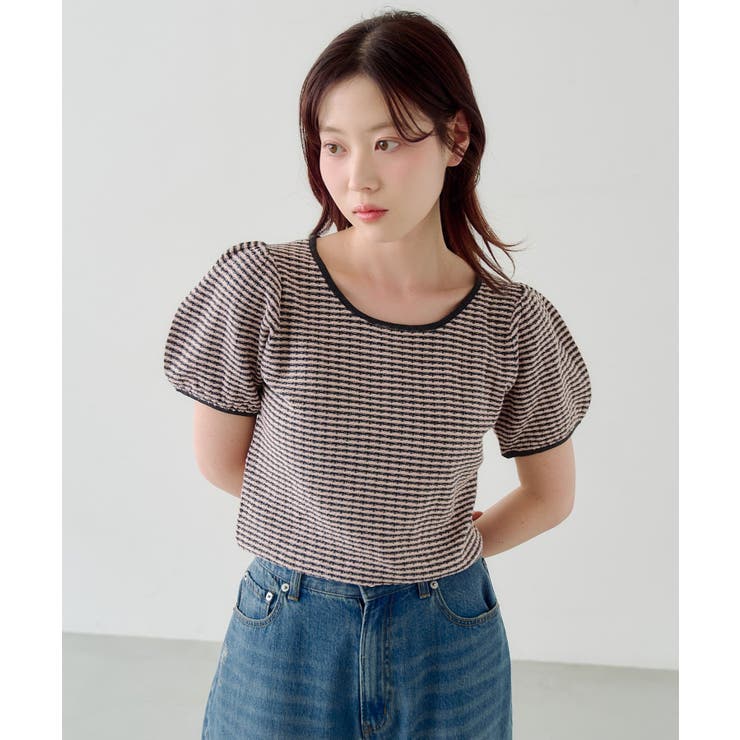 【Kastane】ボーダーパフ半袖ニット | PAL GROUP OUTLET | 詳細画像11 