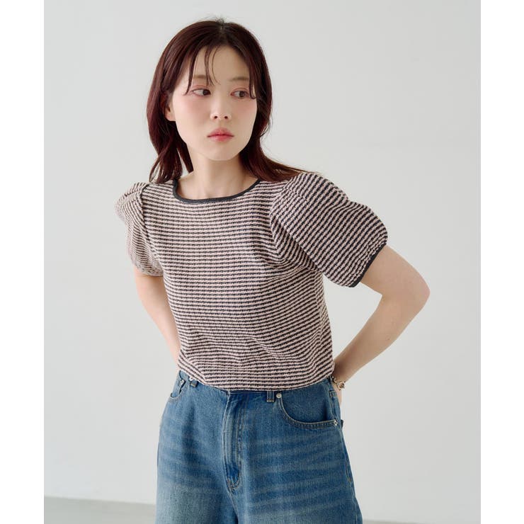 【Kastane】ボーダーパフ半袖ニット | PAL GROUP OUTLET | 詳細画像12 