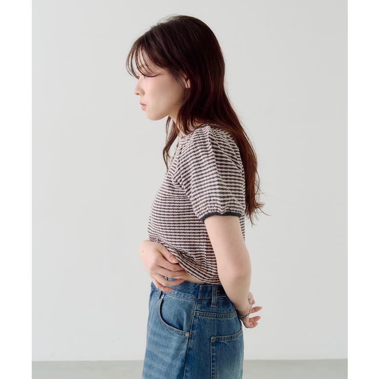 【Kastane】ボーダーパフ半袖ニット | PAL GROUP OUTLET | 詳細画像13 
