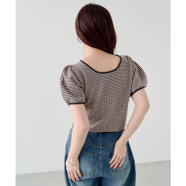 【Kastane】ボーダーパフ半袖ニット | PAL GROUP OUTLET | 詳細画像14 