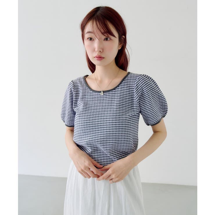 【Kastane】ボーダーパフ半袖ニット | PAL GROUP OUTLET | 詳細画像19 