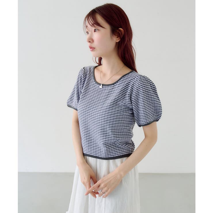 【Kastane】ボーダーパフ半袖ニット | PAL GROUP OUTLET | 詳細画像20 