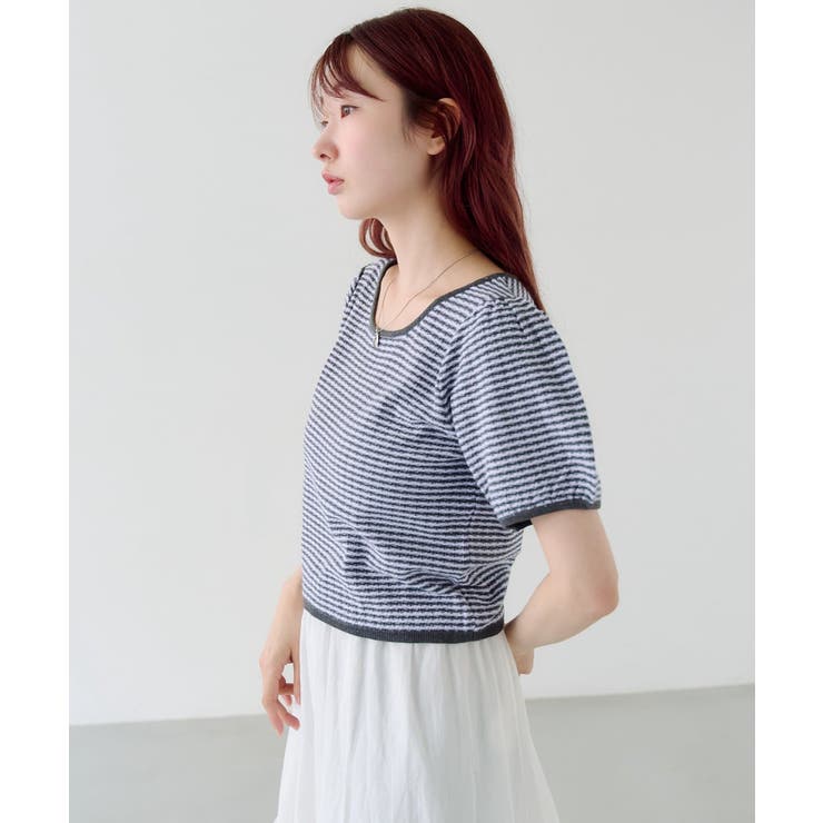 【Kastane】ボーダーパフ半袖ニット | PAL GROUP OUTLET | 詳細画像21 