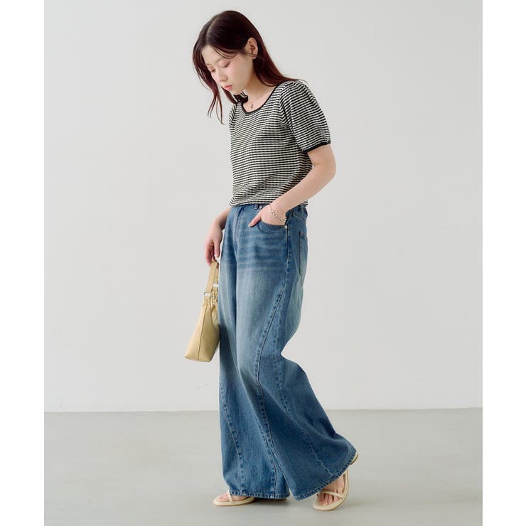 【Kastane】ボーダーパフ半袖ニット | PAL GROUP OUTLET | 詳細画像7 