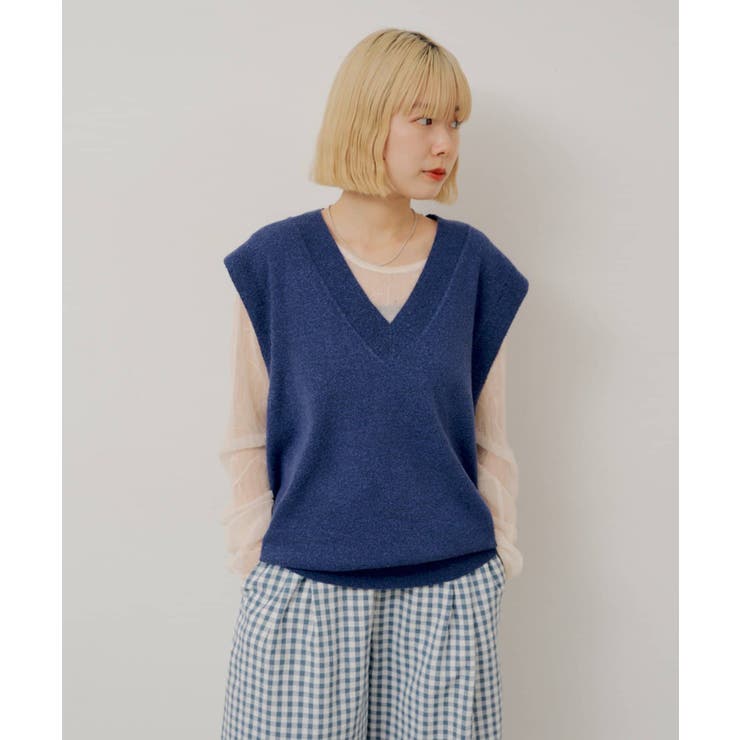 【Kastane】BOUCLE V-NECK KNIT VEST | PAL GROUP OUTLET | 詳細画像1 