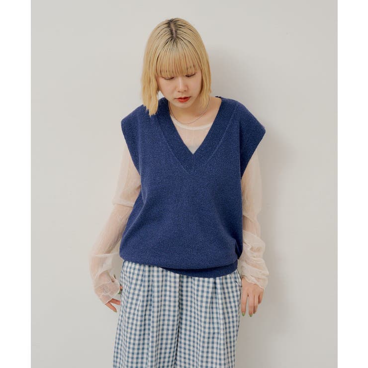 【Kastane】BOUCLE V-NECK KNIT VEST | PAL GROUP OUTLET | 詳細画像2 