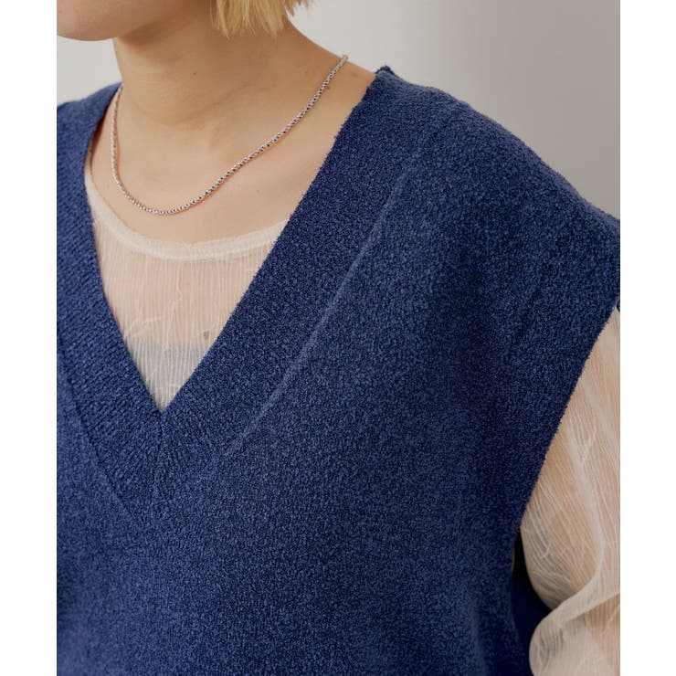 【Kastane】BOUCLE V-NECK KNIT VEST | PAL GROUP OUTLET | 詳細画像6 
