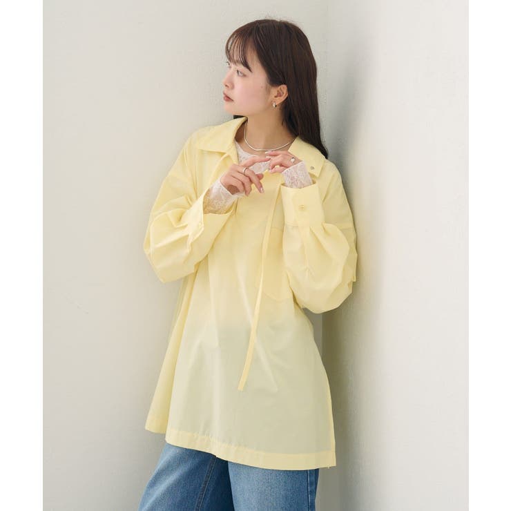 YEL | 【mystic】襟付きスキッパーシャツ | PAL GROUP OUTLET