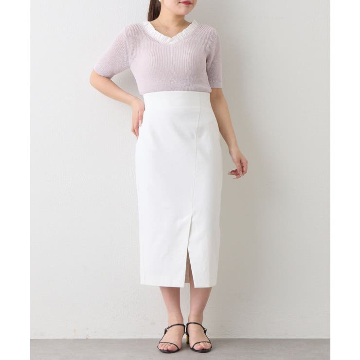 【La boutique BonBon】ペーパーヤーンフリルVネックKN | PAL GROUP OUTLET | 詳細画像19 