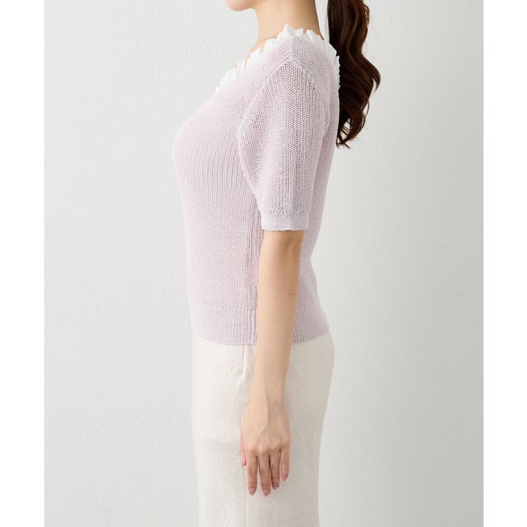 【La boutique BonBon】ペーパーヤーンフリルVネックKN | PAL GROUP OUTLET | 詳細画像23 