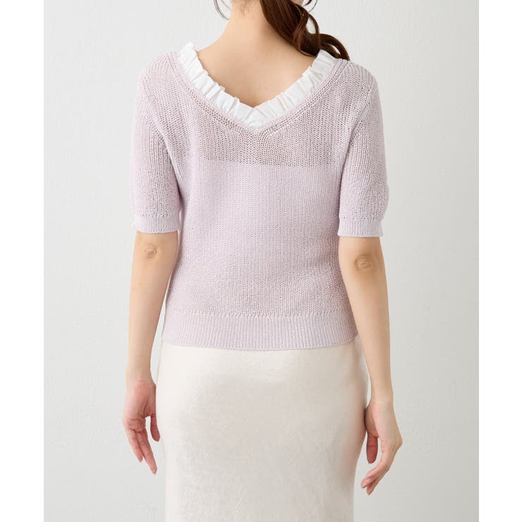 【La boutique BonBon】ペーパーヤーンフリルVネックKN | PAL GROUP OUTLET | 詳細画像24 