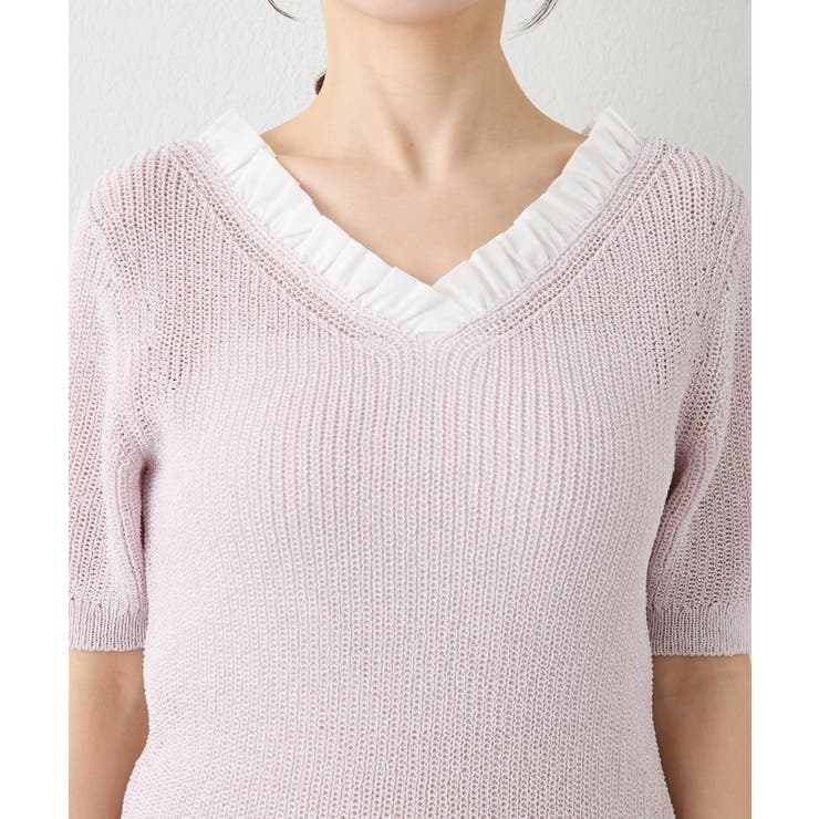 【La boutique BonBon】ペーパーヤーンフリルVネックKN | PAL GROUP OUTLET | 詳細画像25 