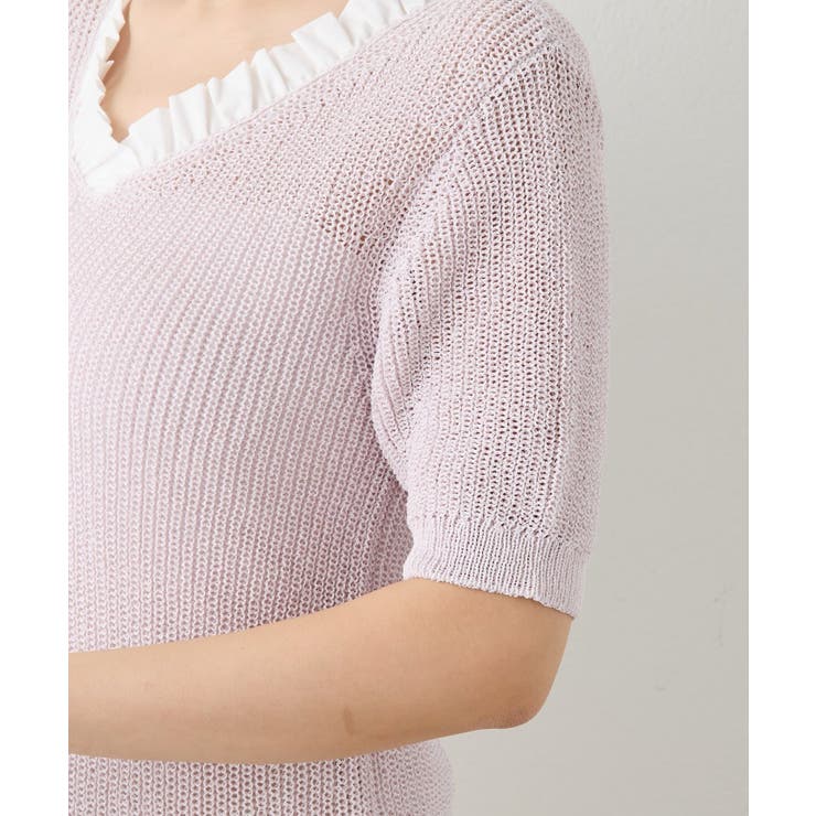 【La boutique BonBon】ペーパーヤーンフリルVネックKN | PAL GROUP OUTLET | 詳細画像26 