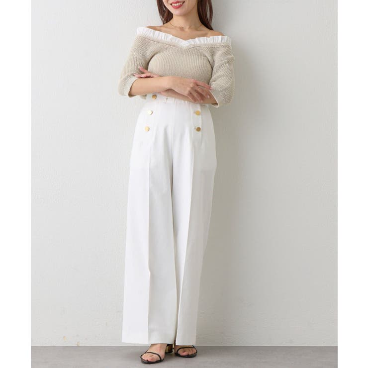 【La boutique BonBon】ペーパーヤーンフリルVネックKN | PAL GROUP OUTLET | 詳細画像32 