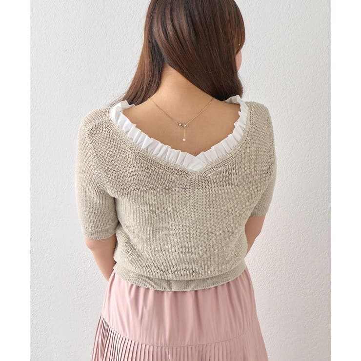 【La boutique BonBon】ペーパーヤーンフリルVネックKN | PAL GROUP OUTLET | 詳細画像37 