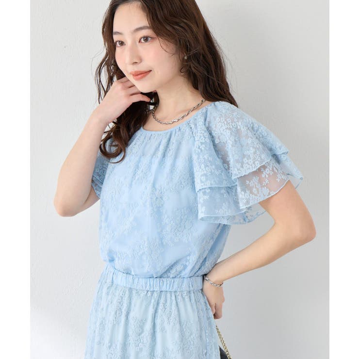 【La boutique BonBon】チュール刺繍フリルスリーブBL | PAL GROUP OUTLET | 詳細画像2 