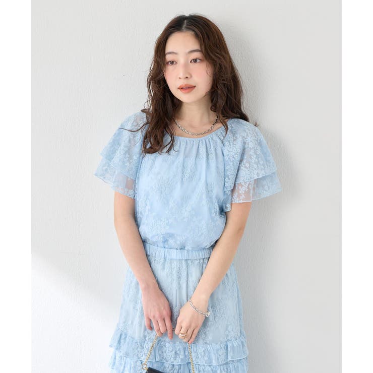 【La boutique BonBon】チュール刺繍フリルスリーブBL | PAL GROUP OUTLET | 詳細画像4 