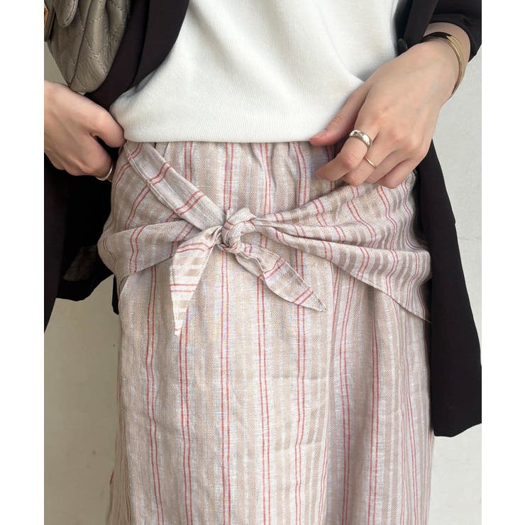 【DouDou】リネン混ストライプストール付パンツ | PAL GROUP OUTLET | 詳細画像34 