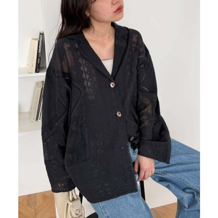 BLACK | 【CIAOPANIC TYPY】【india】レースリメイク風シャツジャケット | PAL GROUP OUTLET