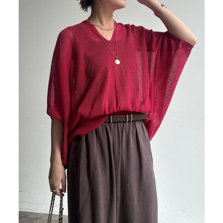 【DouDou】W ストローヤーンカノコ柄ポンチョニツト | PAL GROUP OUTLET | 詳細画像18 
