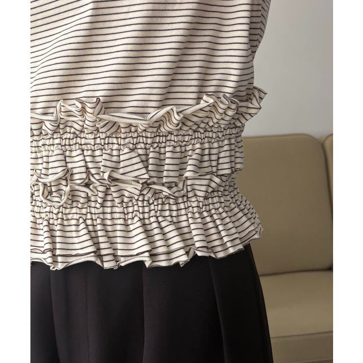 【CAPRICIEUX LE'MAGE】ボーダー裾ギャザーT | PAL GROUP OUTLET | 詳細画像14 
